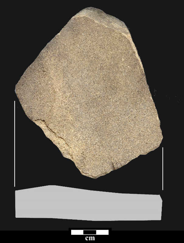 Double-basin milling stone fragment