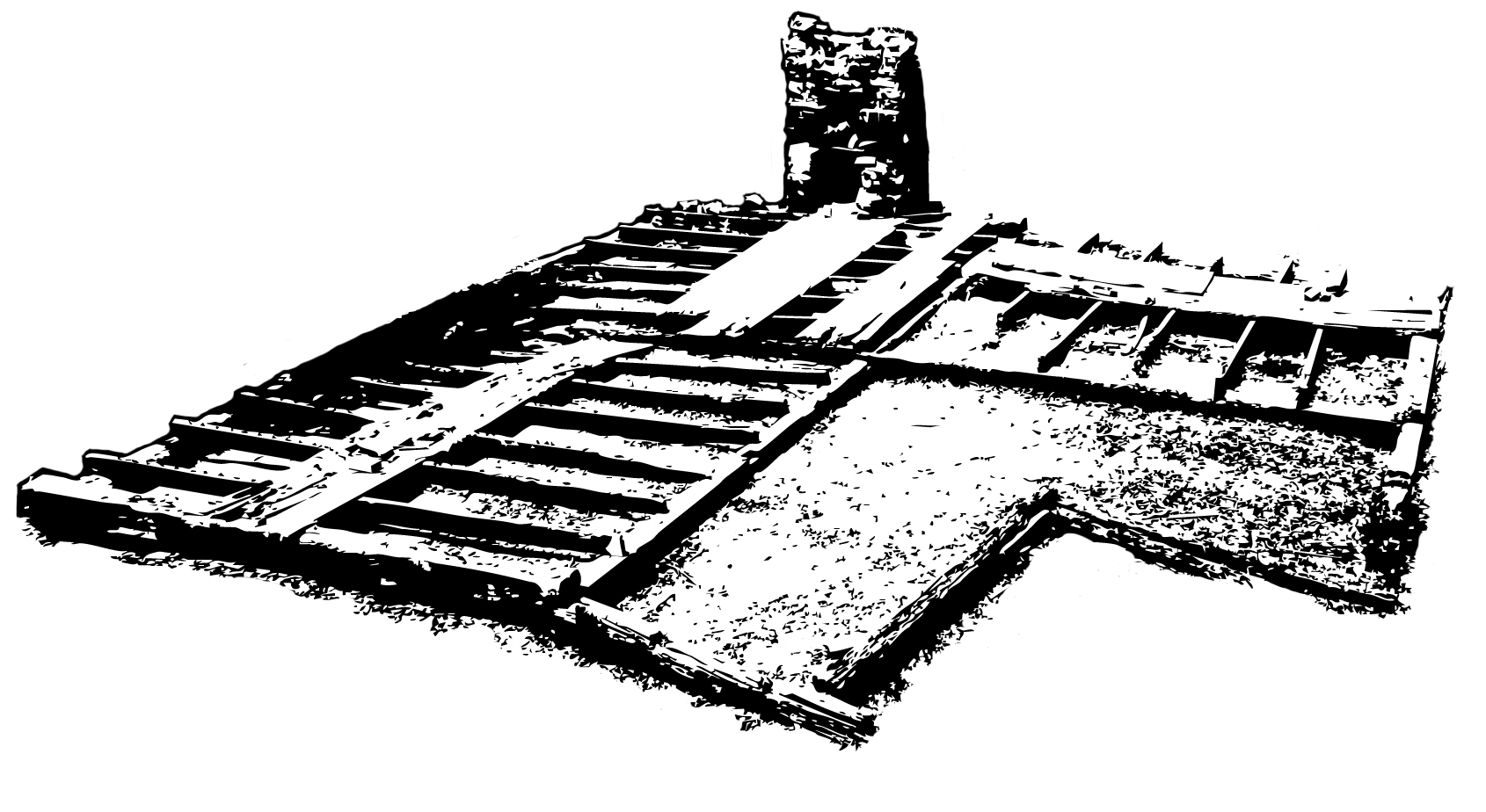 black white digital rendering of house foundation beams