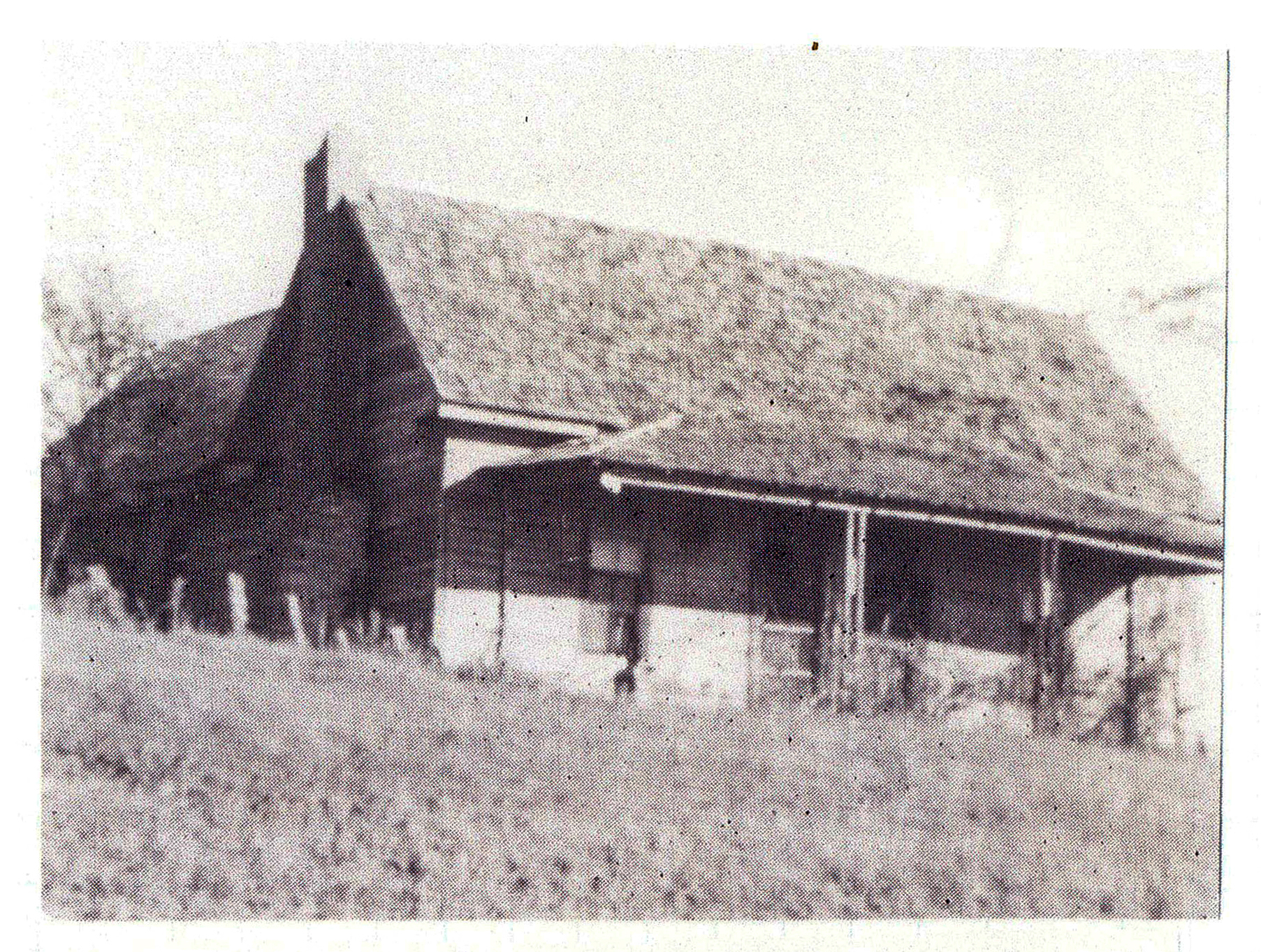 black white photo of the intact Redwine House