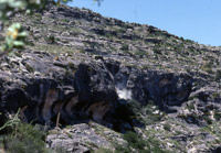 Photo of dust at mouth of Hinds Cave