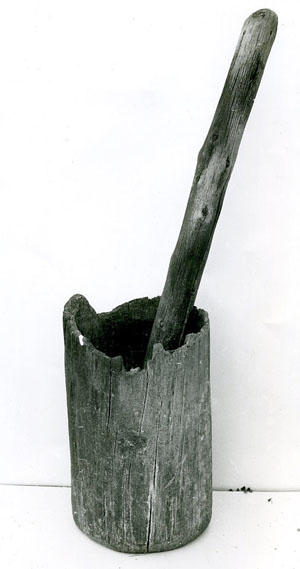 photo of a wooden mortar