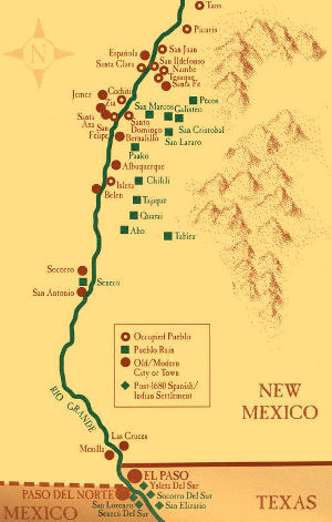 map of the Pueblos of central New Mexico and El Paso.