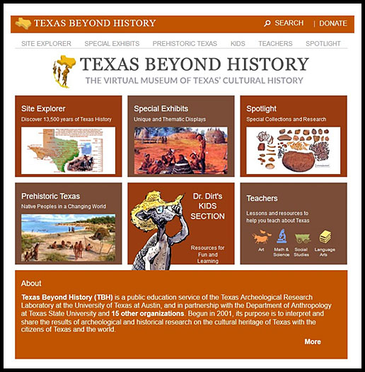 A computer screenshot of a homepage with orange blocks on a white background and lots of text and images.