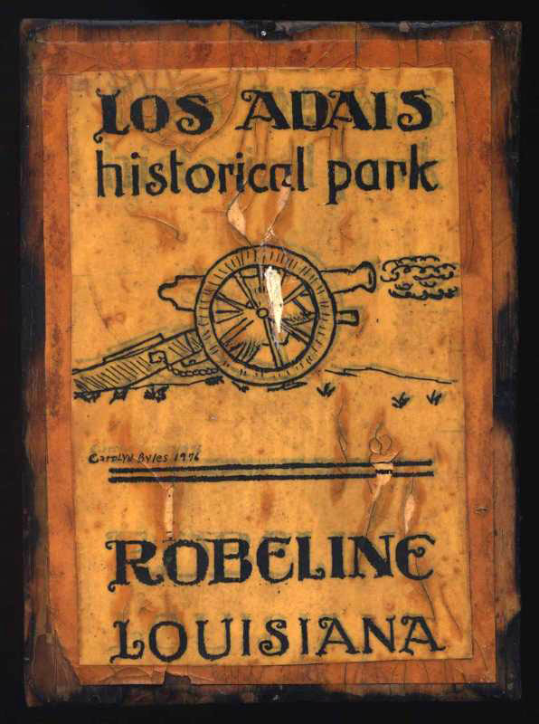 photo of plaque made by members of the Los Adaes Foundation in 1977