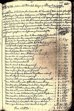 example of Juan de Mora's account book