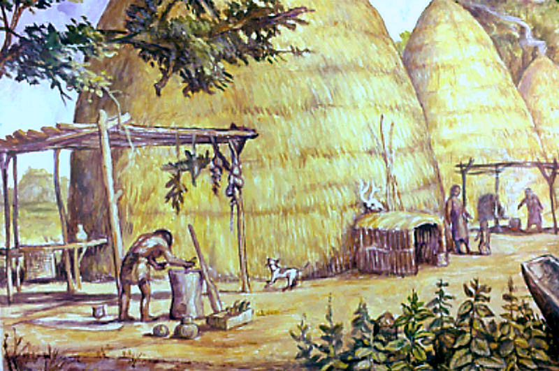 Artist Ed Martin's depiction of a Caddo village scene