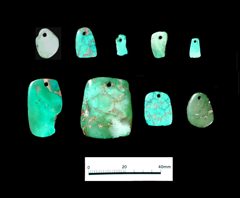 Turquoise of various colors and patterns originated 