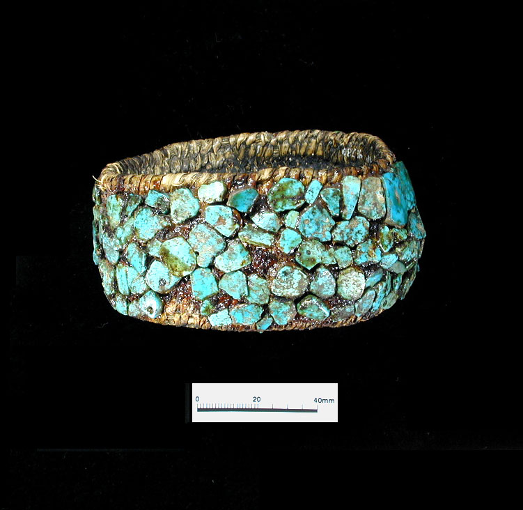 A finely crafted turquoise armband from the cave was likely placed there as an offering to the gods. 