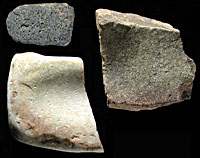 Grinding implements such as these manos and metate fragments were used for grinding corn.