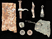 A variety of metal objects, including copper and iron fragments, were found at the rancho. 