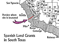 Map of ranchos sited between the Nueces and Rio Grande rivers during the eighteenth century; adapted from map by Jack Jackson.