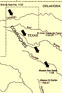 map of Comanche migration