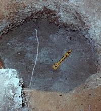 Bell-shaped storage pit, the only such feature found at the site. Photo by Jay Blaine.