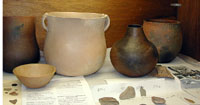 Pottery vessels made by Chuck Hixson, using prehistoric firing techniques and local clays. Photo by Susan Dial.