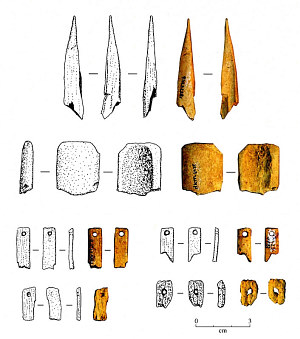Image of Six bone tools.