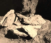 A slab-covered grave from the cemetery at the Harrell Site.