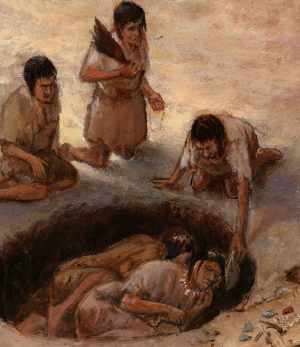 Inset of burial from painting by Frank Weir
