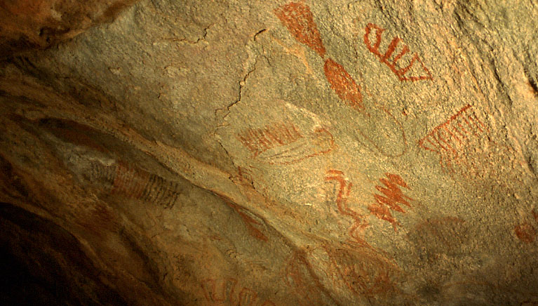 photo of examples of what is thought to be the earliest art at Hueco Tanks. 