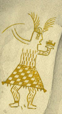 illustration of a skirted dancer wearing a headdress