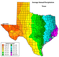 Map of average annual precipitation.