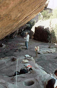 photo of investigation of a rock shelter