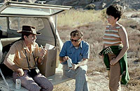 photo of John Davis, left, and Tom and Cynthia Martin of the El Paso Archaeological Society