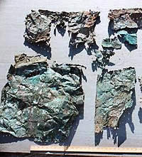fragments of copper sieve