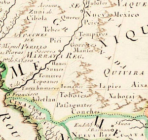 section of an 1669 edition of famed 1650 map of the New World