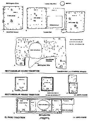 illustration of La Junta rectangular house traditions