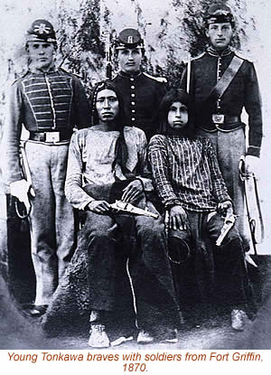 Tonkawa braves with soldiers