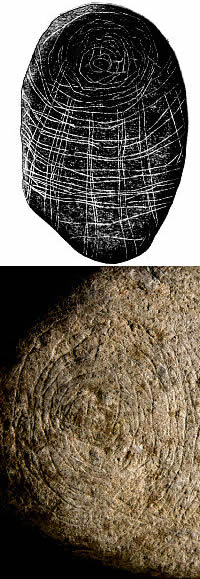 photo and drawing of engraved stone