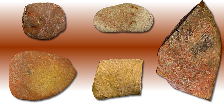 An array of ancient stones with different artistic treatments