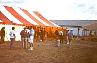 Outside the large circus tent that served as the field school dining and lecture hall. Photo by E. Mott Davis.