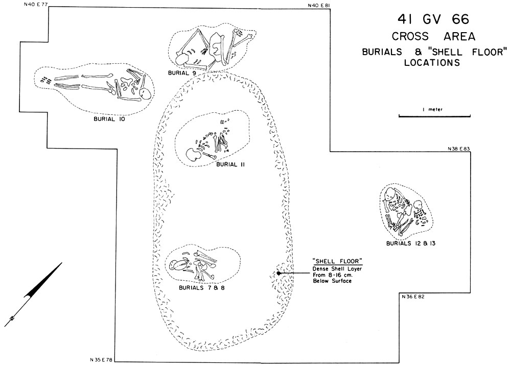 Image of Plan of the Cross Area features uncovered in the 1970s.