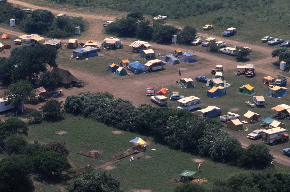 Image of Aerial view of the tent camp of the 1978 TAS field school.
