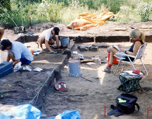 Image of the Excavation Block in progress, late spring 1992.