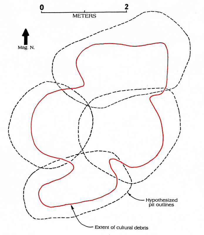 Image of interpretive plan map of the overlapping set of probable storage pits designated as Feature 9.