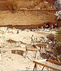 Excavations in progress at Baker Cave, 1984. Photo from ANRA-NPS Archives at TARL.