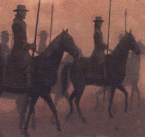 illustration of Spanish explorers en route through Texas