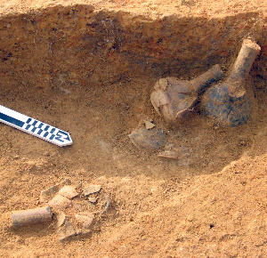 photo of pottery vessels found in graves