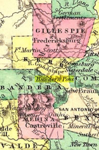 Map showing location of Bandera Pass
