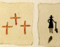 watercolor depicting pictographs
