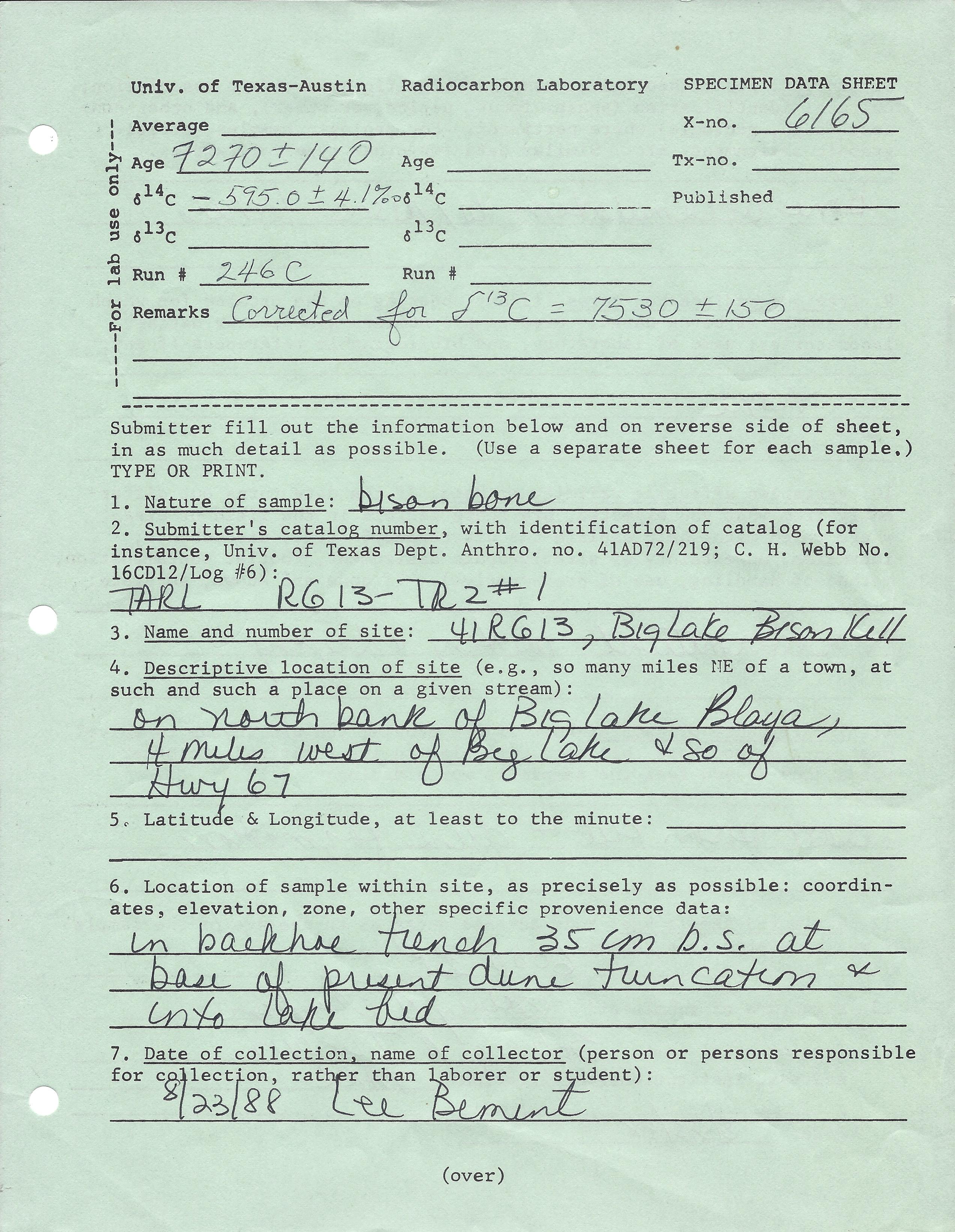photo of light green recording form