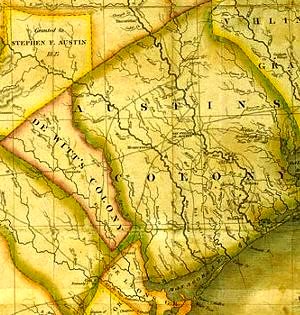 Map of Texas, 1835, showing Austin's colony and other land grants in Texas 
