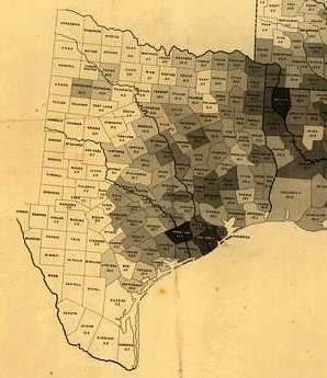 Map showing the distribution of slave population of the Southern states, compiled from census of 1860