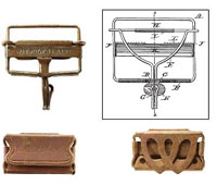 photo and patent drawing of uspender buckles