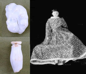 photo of ceramic dolls head and a portion of a ceramic doll's leg were found at the farm