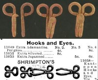 photo of iny hooks and eyes that were used for fastening dresses and blouses
