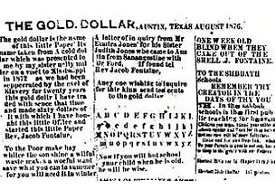 image of The Gold Dollar, the first African-American newspaper in Austin