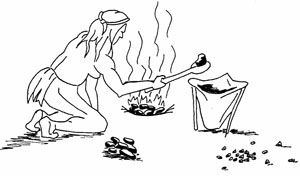 drawing depicts stone boiling
